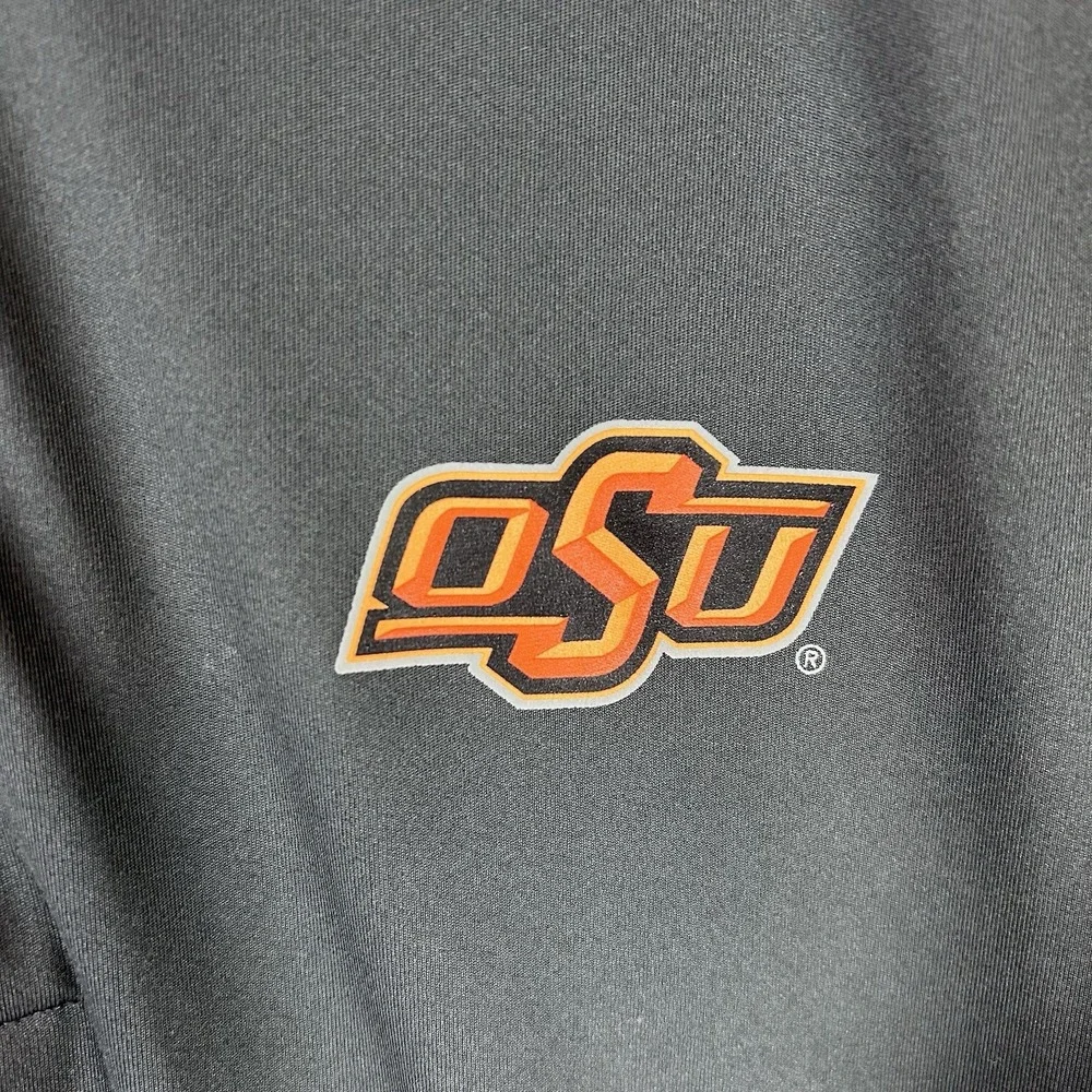 Oklahoma‎ State Cowboys Nike Dri-Fit Polo Gray Orange Mens Large Logo OSU
